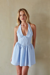 Yvonne Halter Corset Gingham Fit & Flare Mini Dress