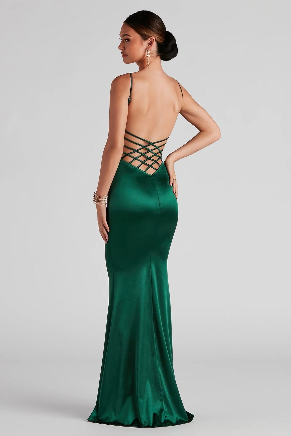 bellamire. Formal Satin Caged Dress