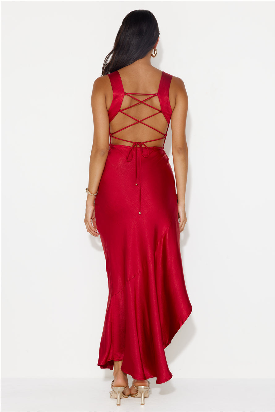 Flashy Sori猫e Satin Maxi Dress Red
